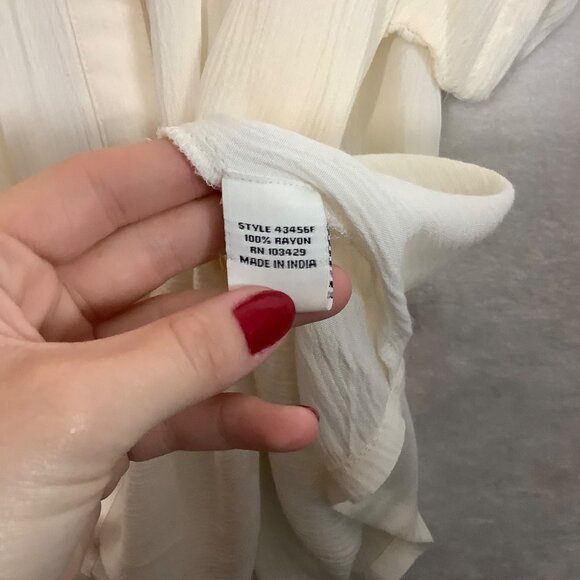 Caffe Marrakesh Pleated Button-Down Blouse Women 3X Ivory Short Sleeve India - Picture 4 of 8